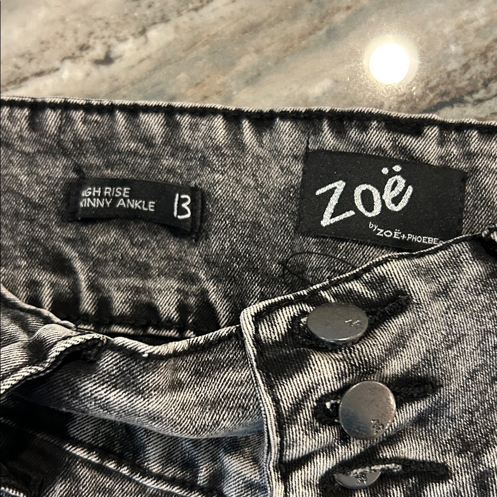 Gray Acid Wash Jeans Zoe High rise skinny ankle sz 13 - Picture 3 of 5